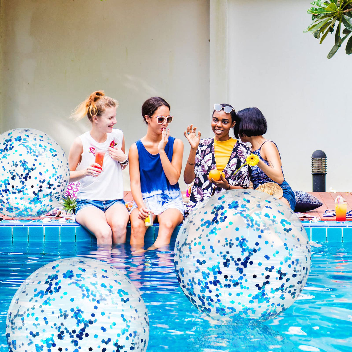 Civaner summer fun beach ball blue glitter brightens poolside play.