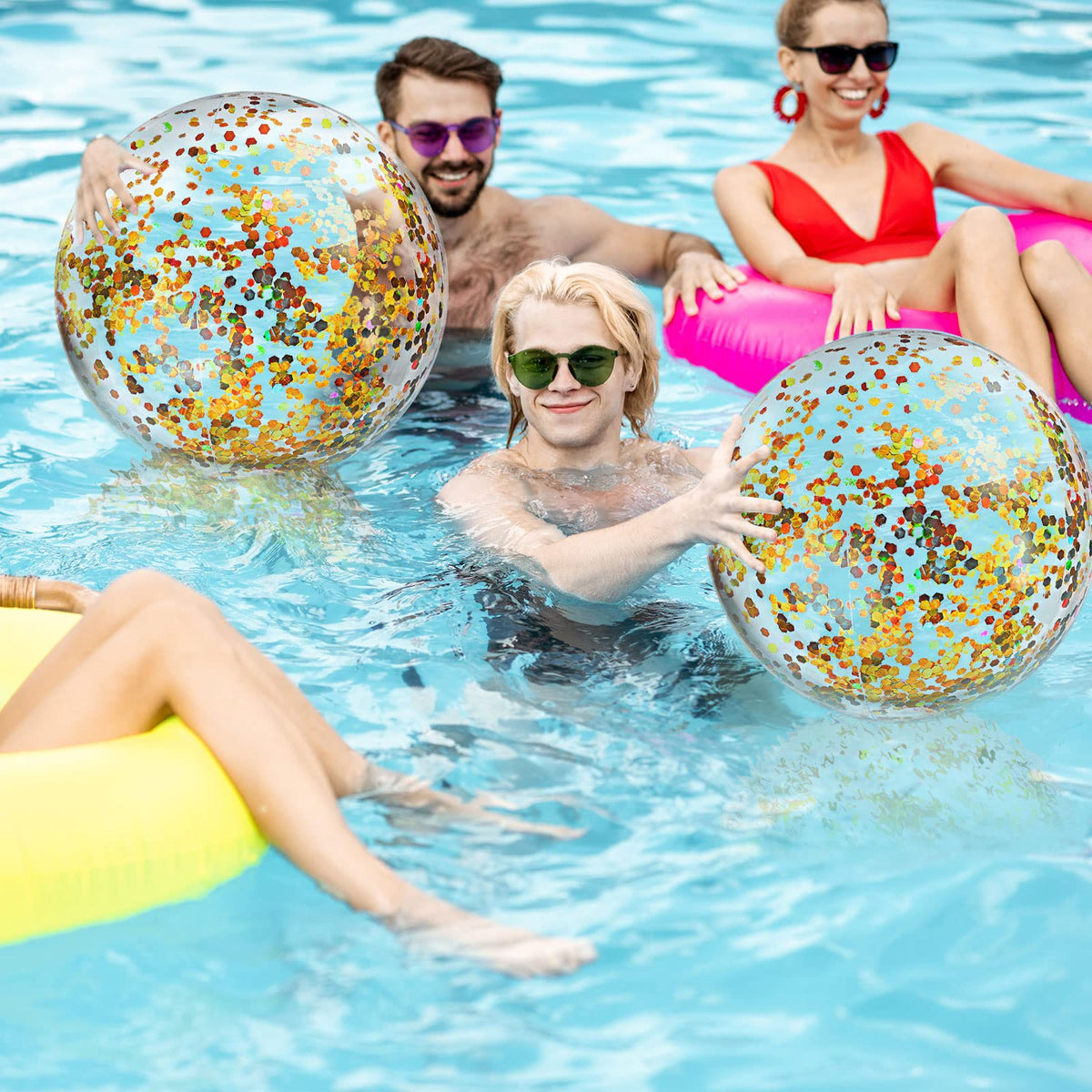 Civaner beach ball deflated for compact packing, portable for travel to beach or pool.