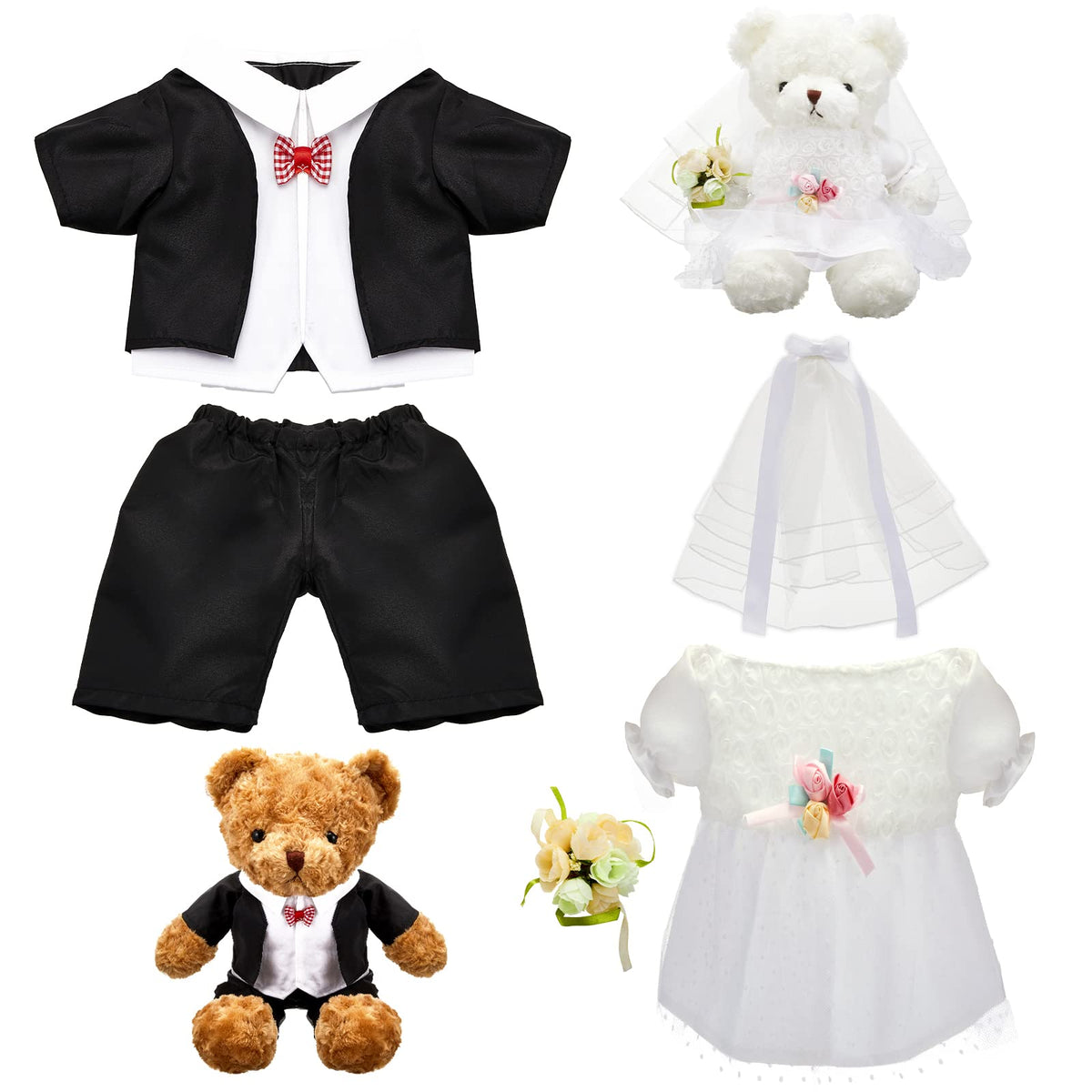 Civaner wedding bear groom tuxedo set adds elegant wedding flair to 14-16 inch bears