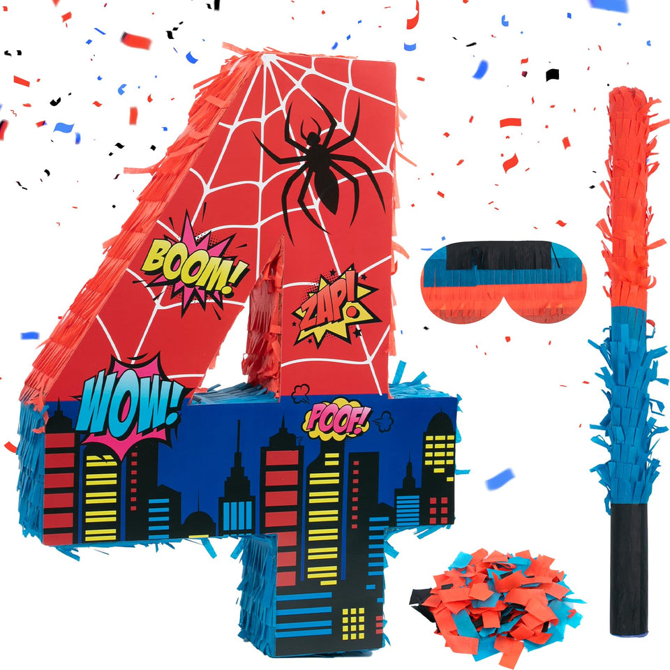 CIXICM Number 4 Spider Pinata ready to delight kids at a birthday party