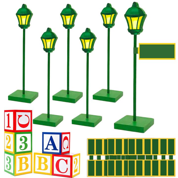 CIXICM street sign lamp post centerpiece in wood creates a warm focal point for street-themed parties.
