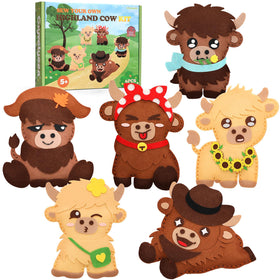 CiyvoLyeen Highland Cow Sewing Kit initial set with all-in-one supplies for beginner kids.