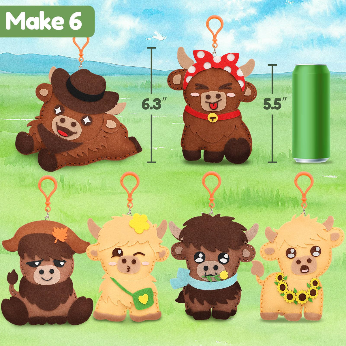 CiyvoLyeen Highland Cow Sewing Kit kid-safe needles for worry-free crafting practice.