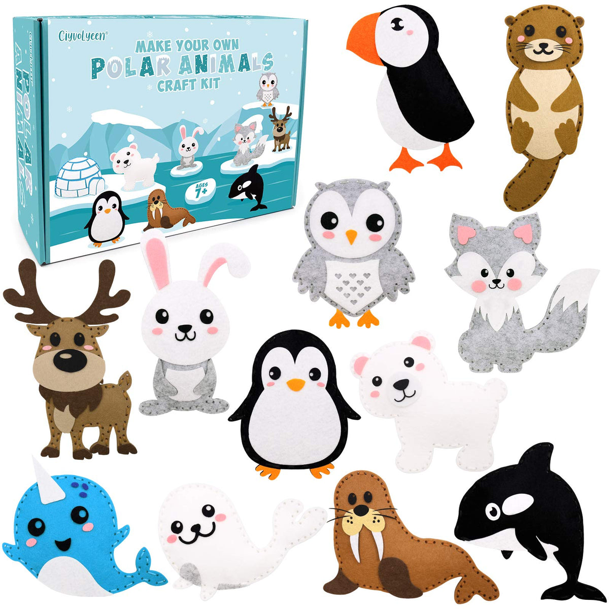CiyvoLyeen polar animals sewing kit cover image, ideal for cozy winter crafts.
