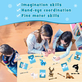 CiyvoLyeen winter polar animals felt toys layout, ready to test kids sewing skills.