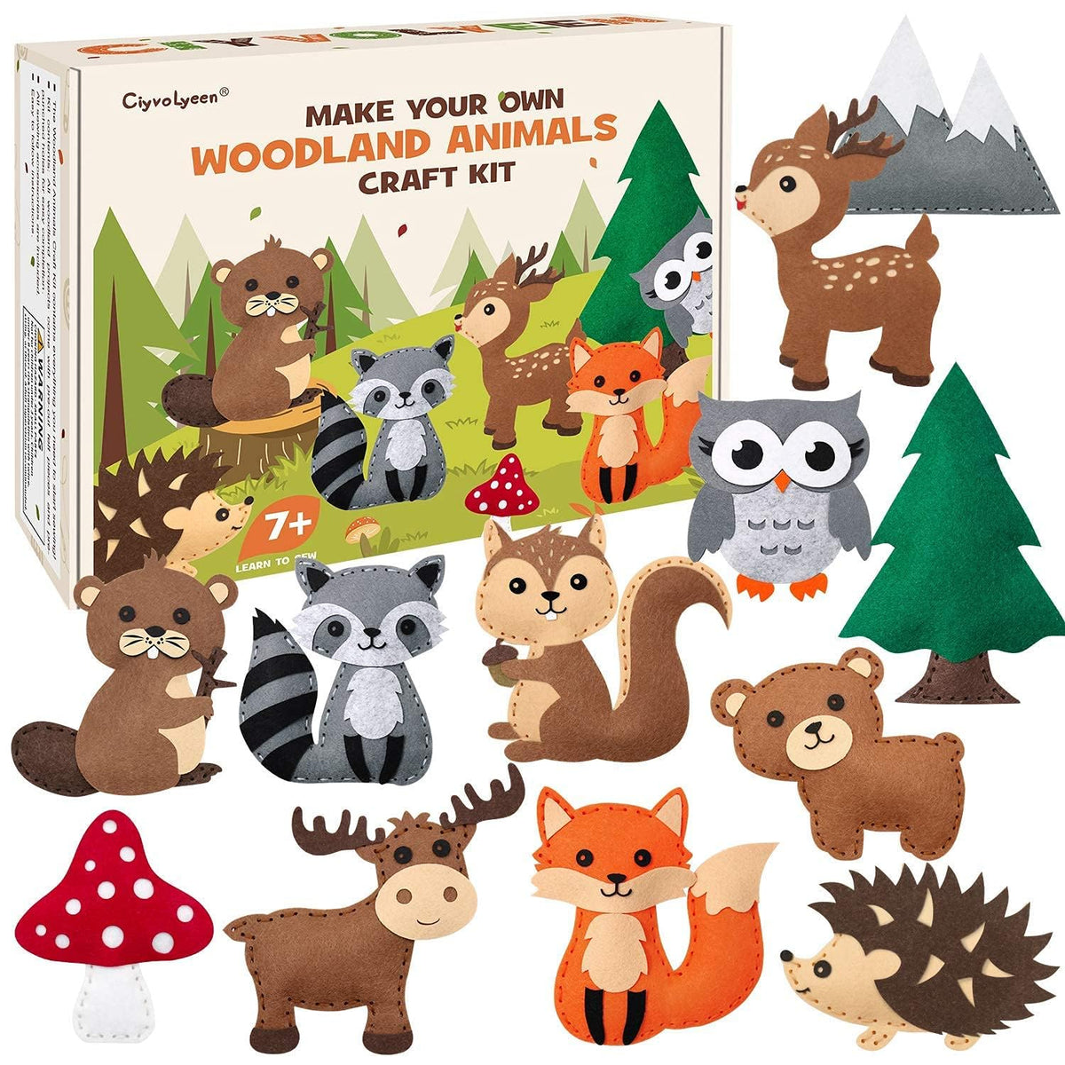 CiyvoLyeen woodland animals felt shapes for sewing practice and creative play