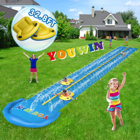 Family enjoying a CL FUN backyard water play session
