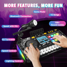 CL FUN DJ Mixer with LED lights providing engaging visual feedback.