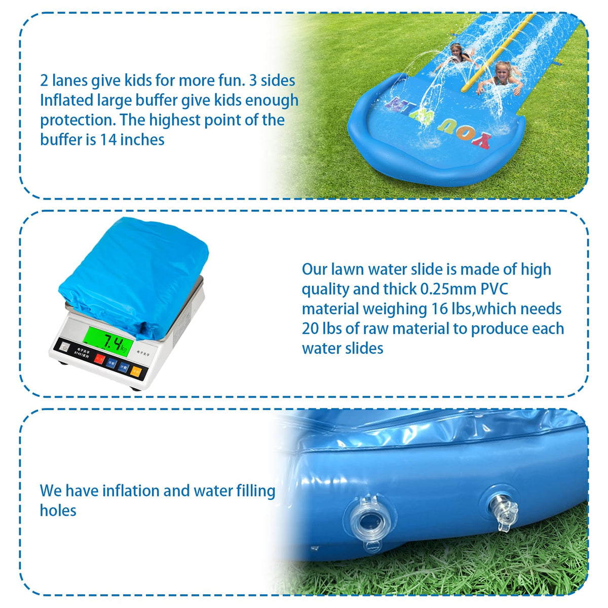 Inflation, staking, and hose connection setup for CL FUN slide