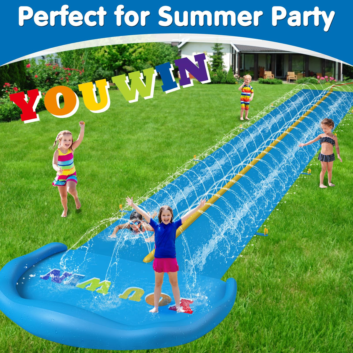 Inflated end crash pad on CL FUN water slide for safer landing