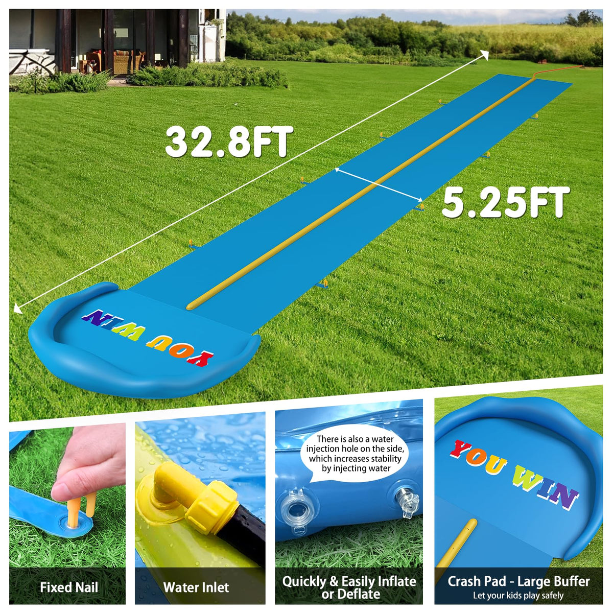 Heavy duty PVC construction of CL FUN water slide for durability