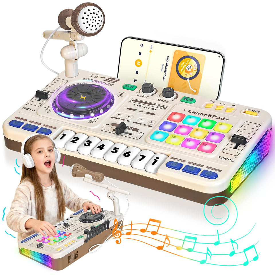 CL FUN toddler DJ mixing table with adjustable lights for engaging play.