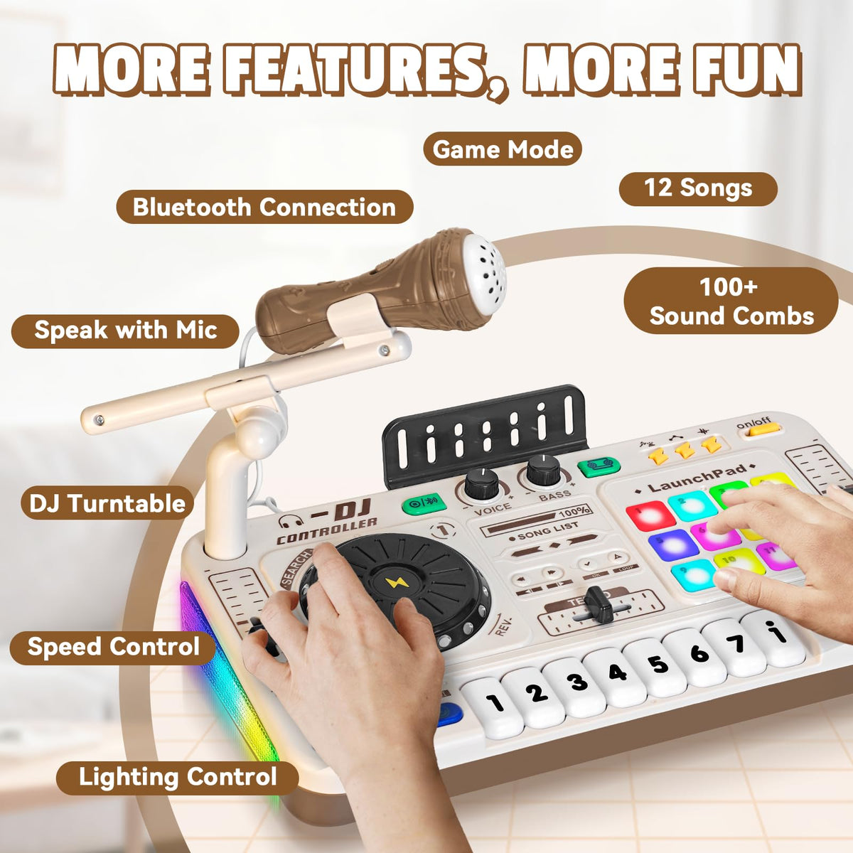 CL FUN DJ mixing table turntable inspires rhythm and creativity in kids.