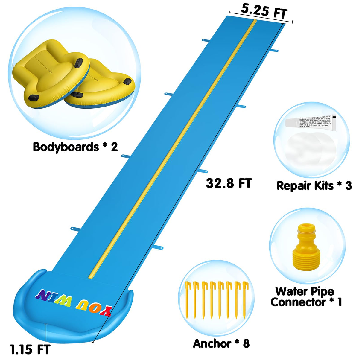 Two bodyboards included with CL FUN water slide for shared play