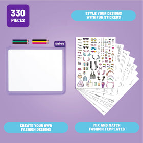 Claire's Light-Up Fashion Designer Tablet includes 10 sheets of paper for ideas