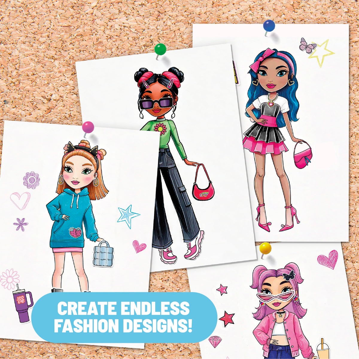 Claire's Light-Up Fashion Designer Tablet 6 cling templates for mix-and-match outfits