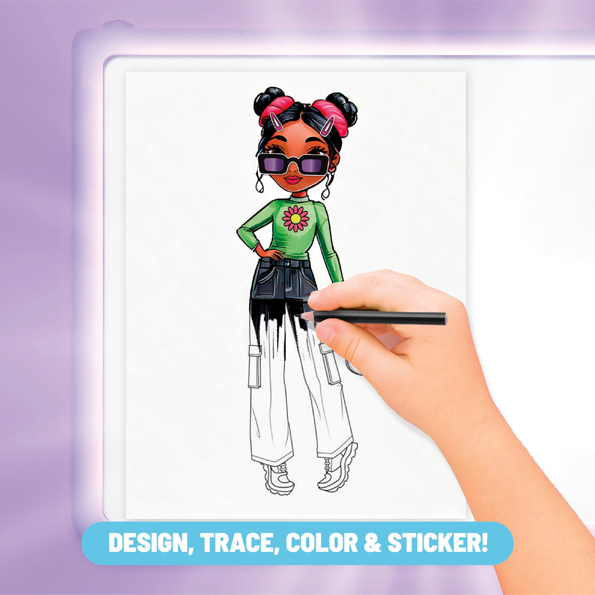 Claire's Light-Up Fashion Designer Tablet 6 colored pencils for vibrant sketches
