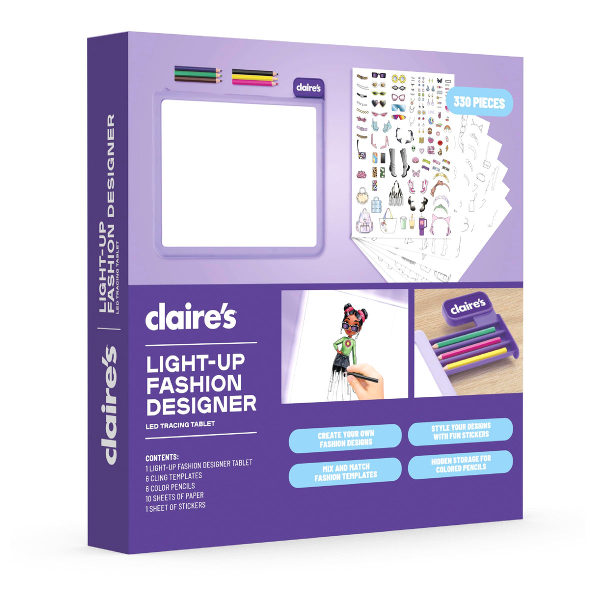 Claire's Light-Up Fashion Designer Tablet sparks imaginative sketching during travel and home