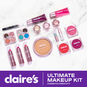 Claire's Ultimate Makeup Kit eyeshadow palette offers versatile shades for bold or soft looks.