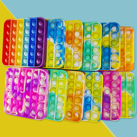 Clanam reusable silicone rectangle fidget, easy to clean after playtime.