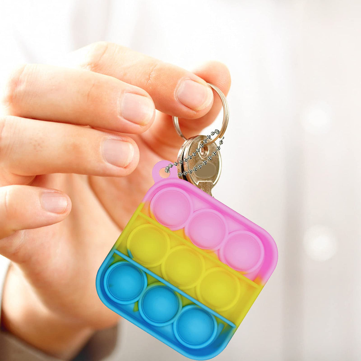 Clanam silicone mini pop bubbles with keychain for on-the-go fidget relief