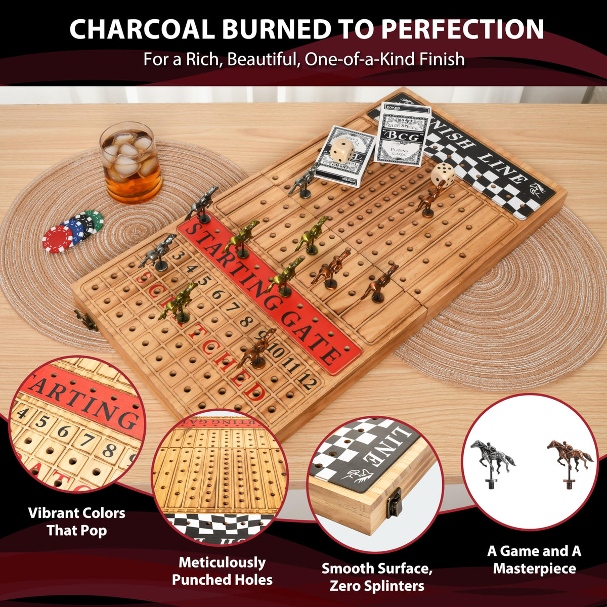 Classic Decor wooden dice pair for tactile rolling during races