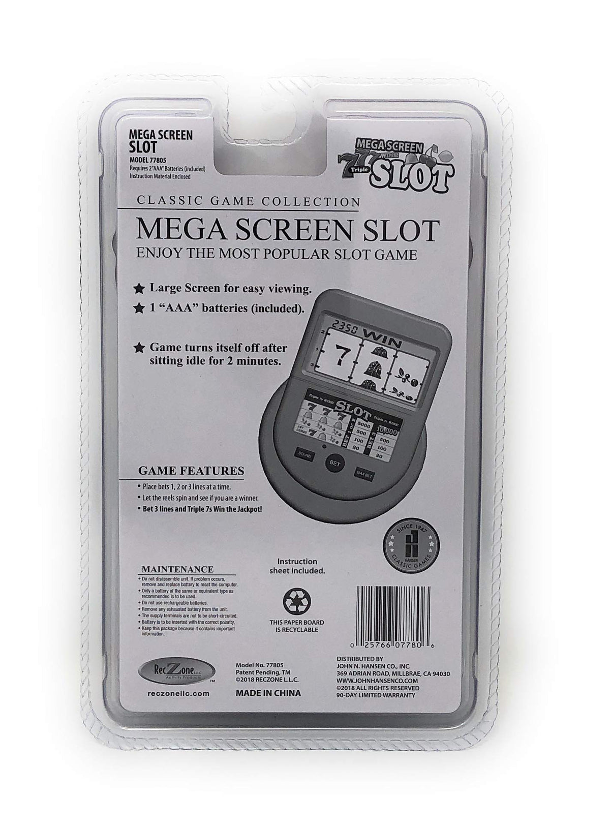 Classic Games Mega Screen Slot handheld side view highlighting portable arcade fun on the go