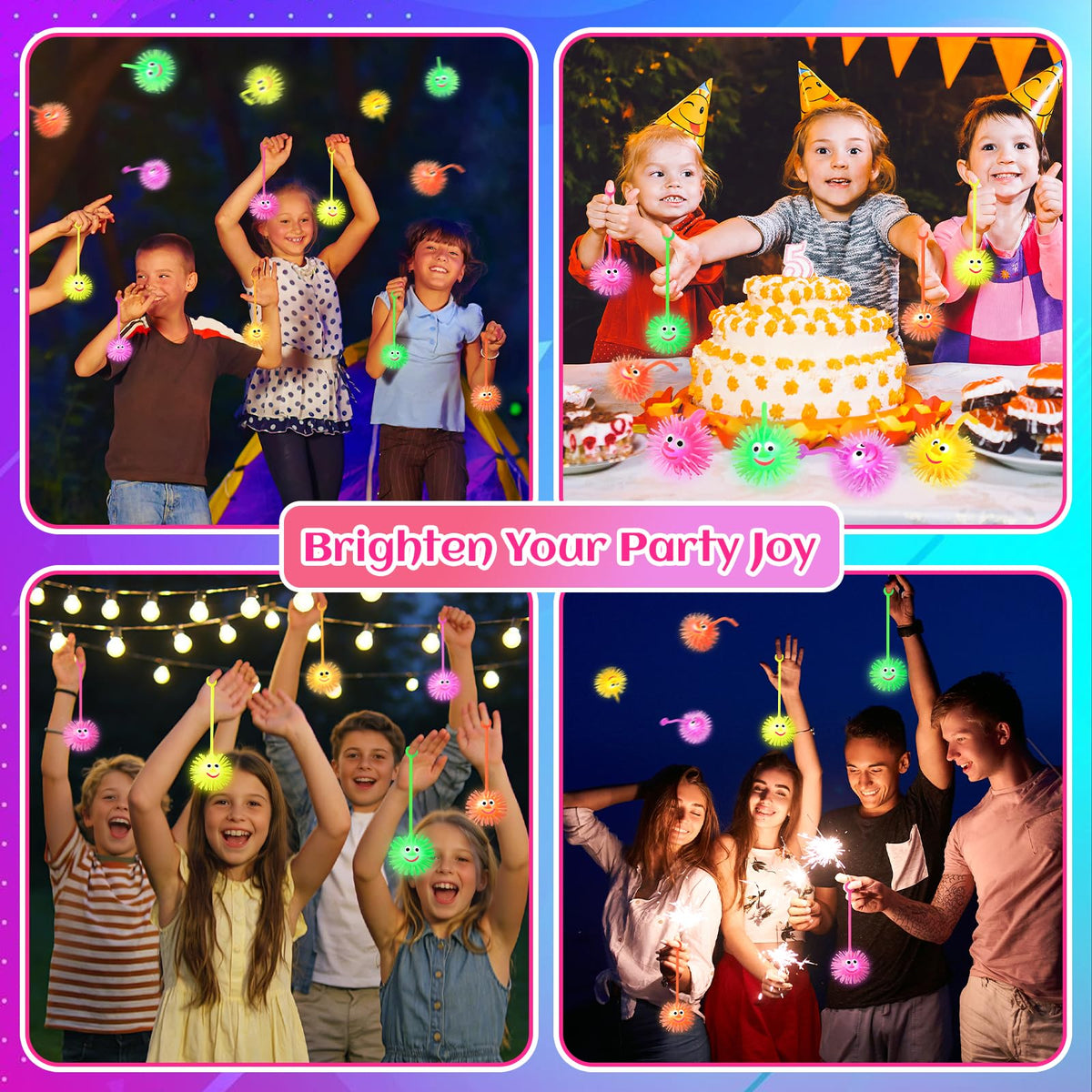 ClassyWhimsy light up puffer ball multi-pack with six colors for party favors