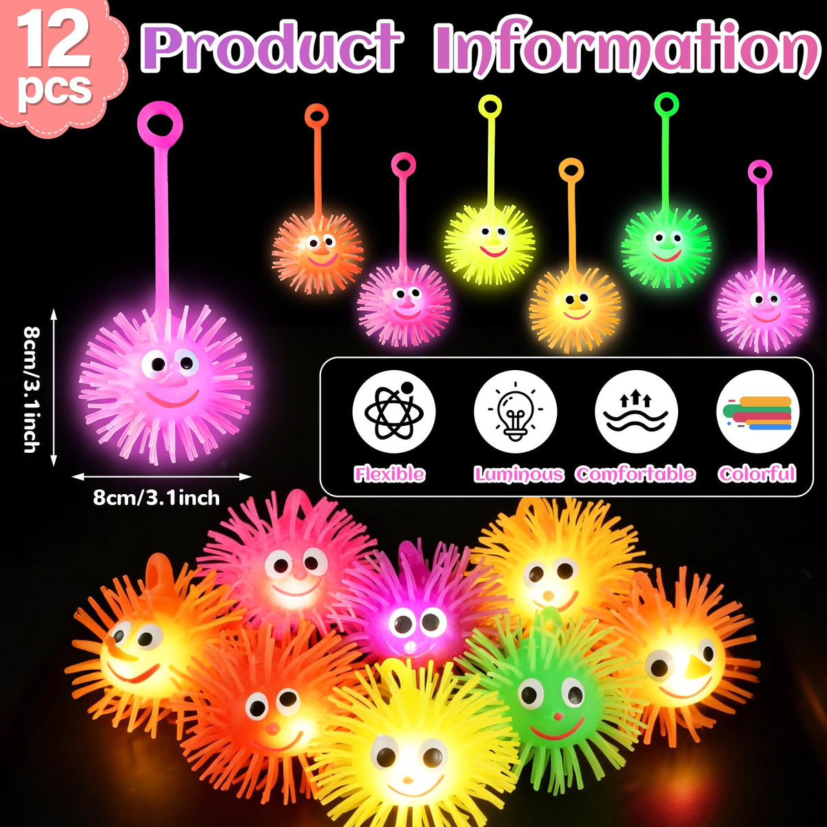 ClassyWhimsy light up puffer red ball bright for pinata prizes