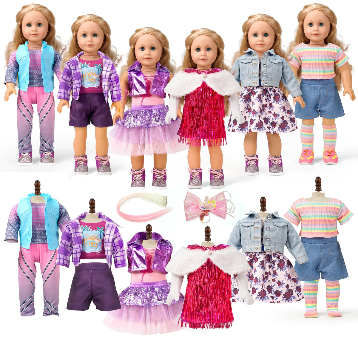 clbaby 18 inch doll clothes set full view for imaginative play and dress up variety