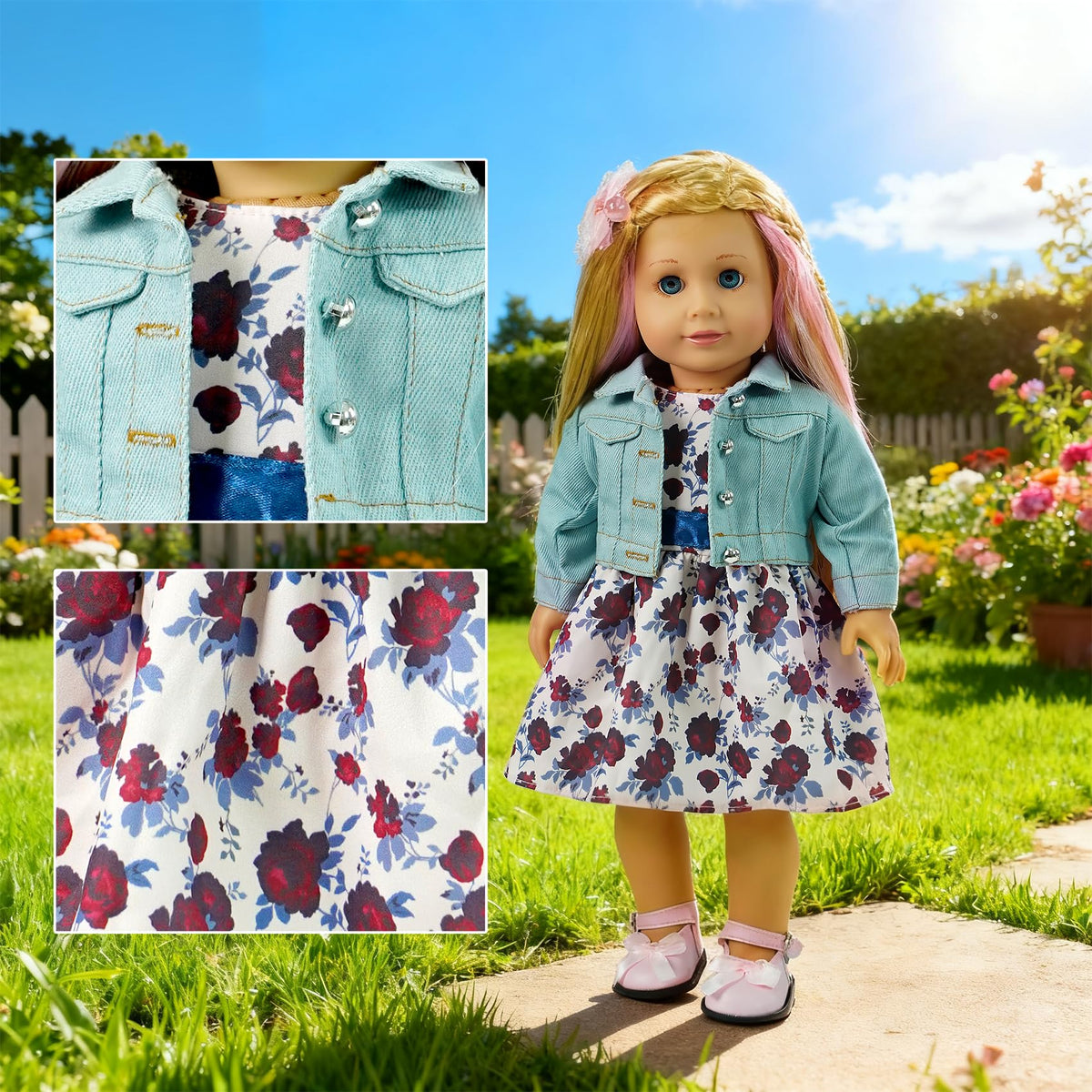 clbaby 18 inch doll sparkly skirt set highlighting shimmering details