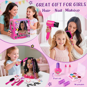 Cleboen assorted hair clips and ties enhances tidy hairstyles.