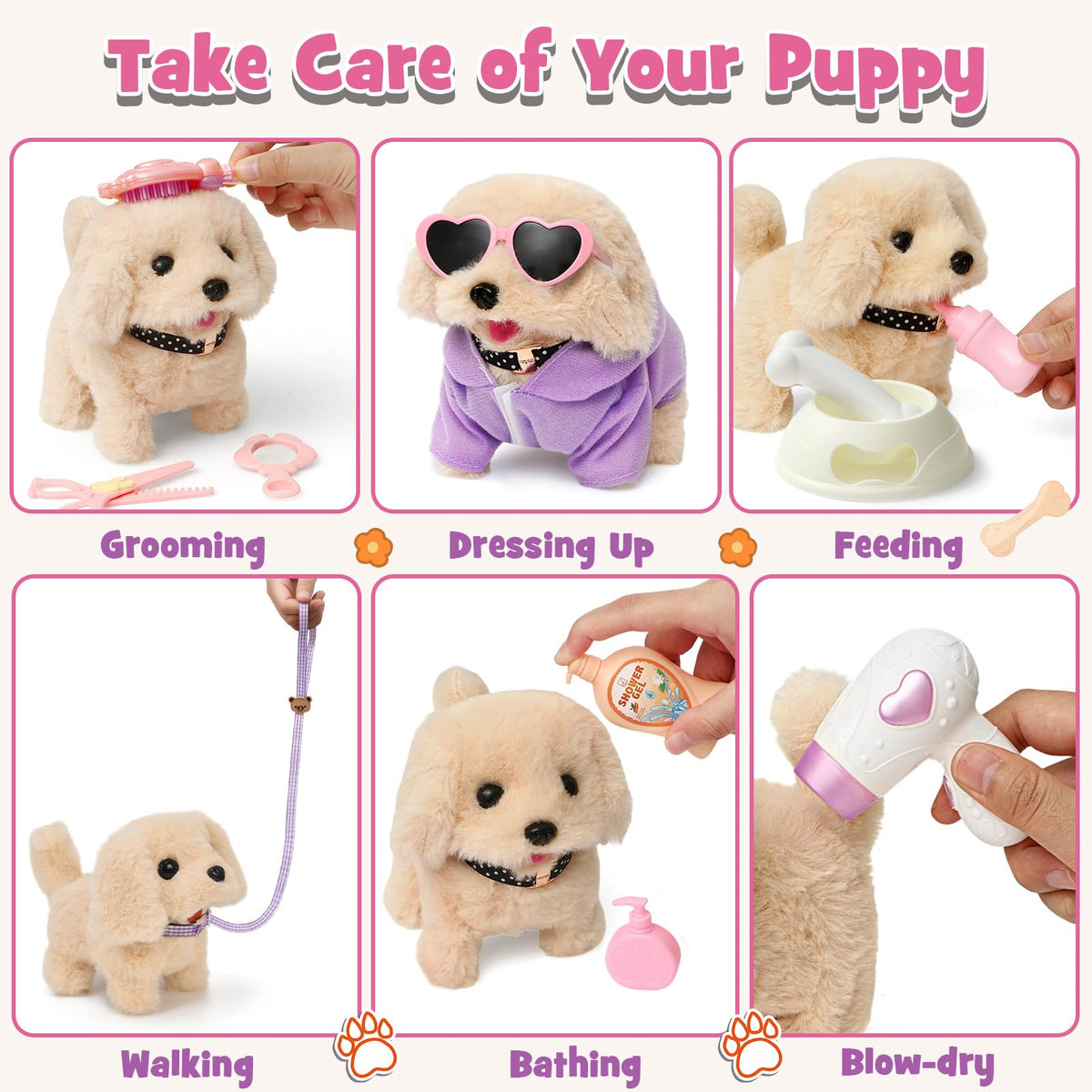 Cleboen dog bowl and bone for mealtime pretend care