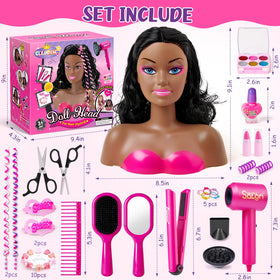 Cleboen doll head with realistic curly hair for creative styling sessions.