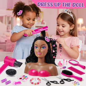 Cleboen hair dryer attachment on doll head for authentic pretend experiences.