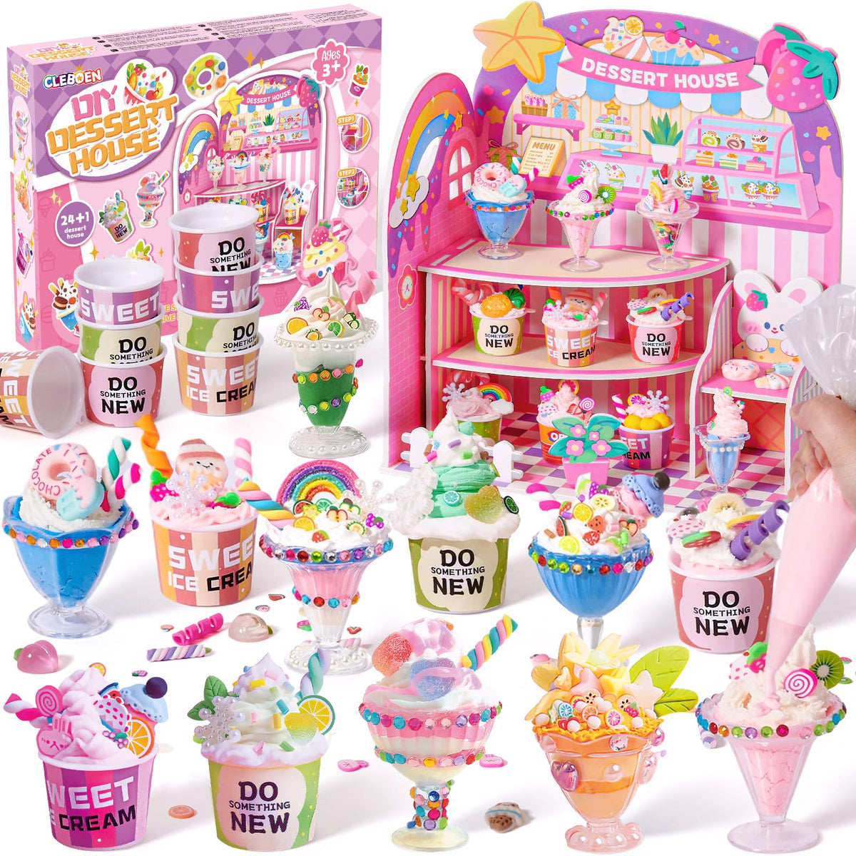 Cleboen mini dessert house assembly: vibrant resin kit sparks imaginative pretend cooking