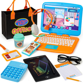 Cleboen pretend office laptop with clickable buttons for realistic role-play