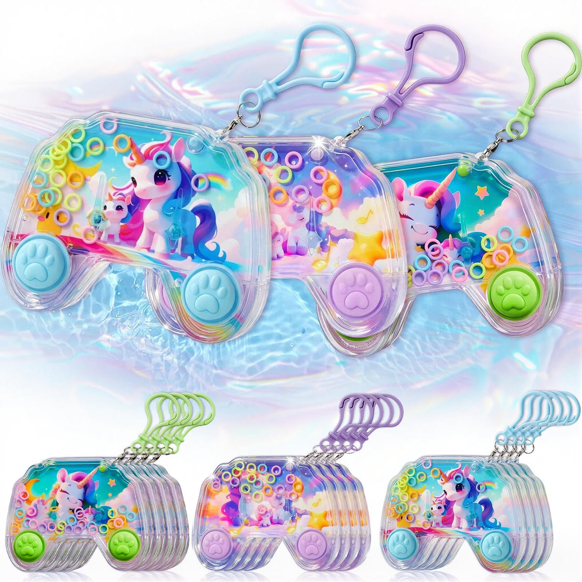 Cleboen unicorn-pattern handheld water ring game for kids promotes imaginative play and fine motor focus