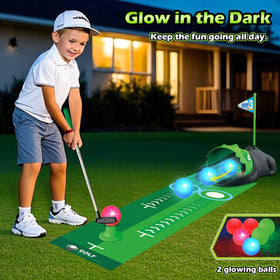 Clemas putting mat provides a smooth surface for home practice.