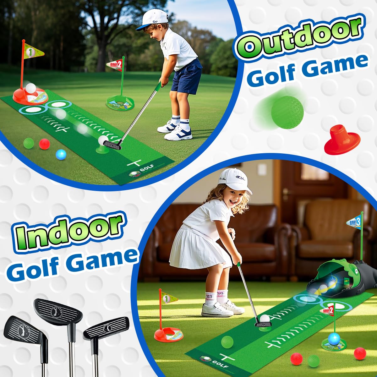 Clemas LED night golf balls glow on impact for evening play.