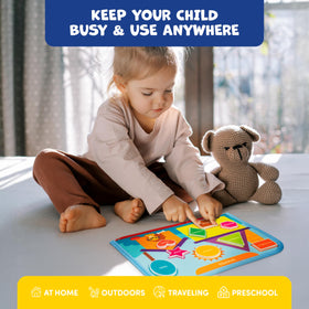 Clever Fox Play Busy Book colors and shapes panel for early learning