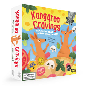 Clever Noodle Kangaroo Cravings game cover invites young readers to start a word-learning adventure.