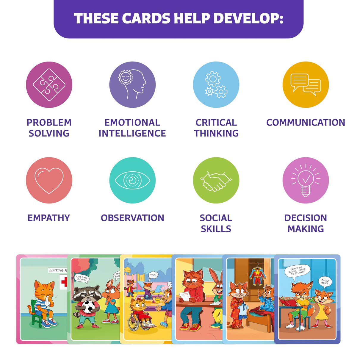 Clever Fox Play therapy-tool cards for teachers and parents facilitate structured, calm learning sessions.