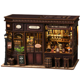 clicliet Book Nook Kit Corner Tavern with LED adds warm ambiance to your bookshelf