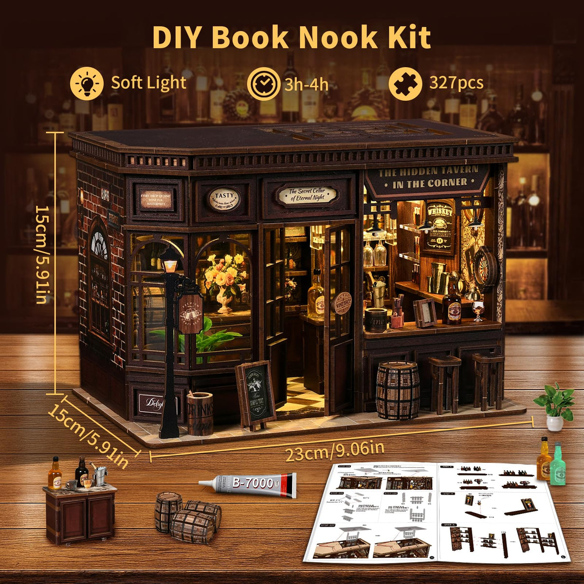 clicliet Book Nook Kit wooden pieces ready for careful assembly