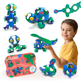 Clixo Crew 30-piece pack builds in vibrant colors for creative play on any surface.