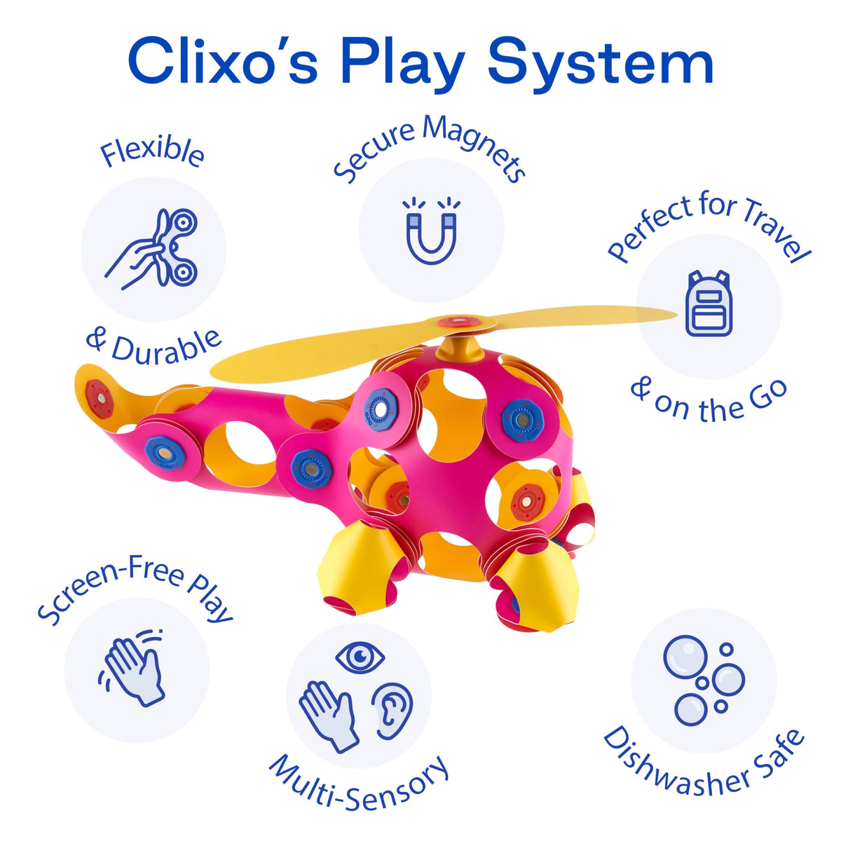 Clixo Crew 30-Piece Pack easy cleanup after playtime.