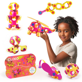 Clixo Crew 30-Piece Pack magnetic pieces for imaginative building anywhere.
