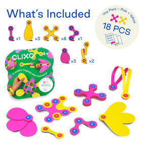 Clixo Itsy flexible magnetic pieces allow dynamic, foldable builds for kids.
