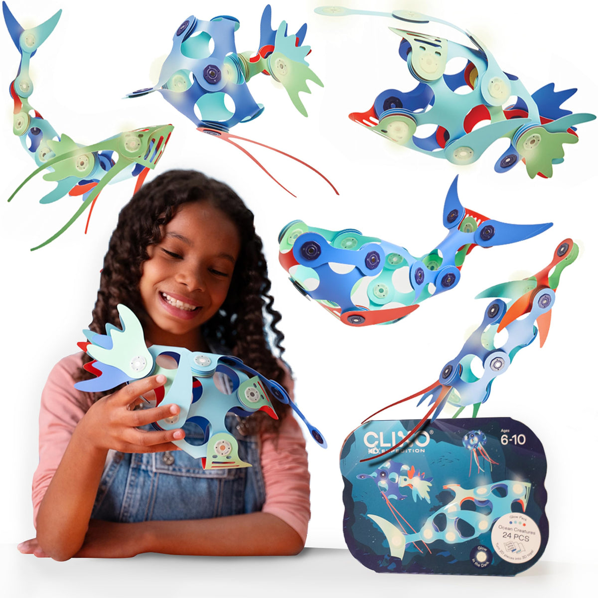 Clixo Ocean Creatures Pack assembly of magnetic pieces for imaginative sea-life builds.